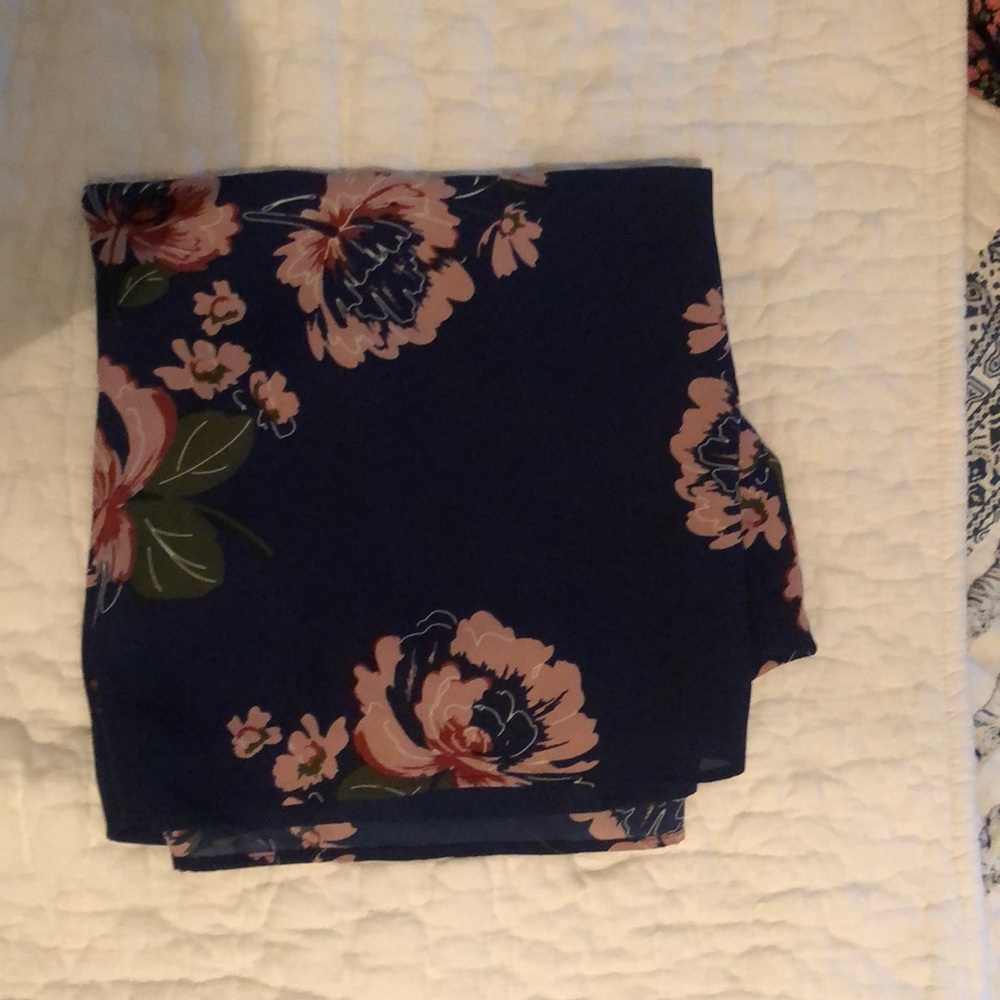Navy Floral V neck Blouse